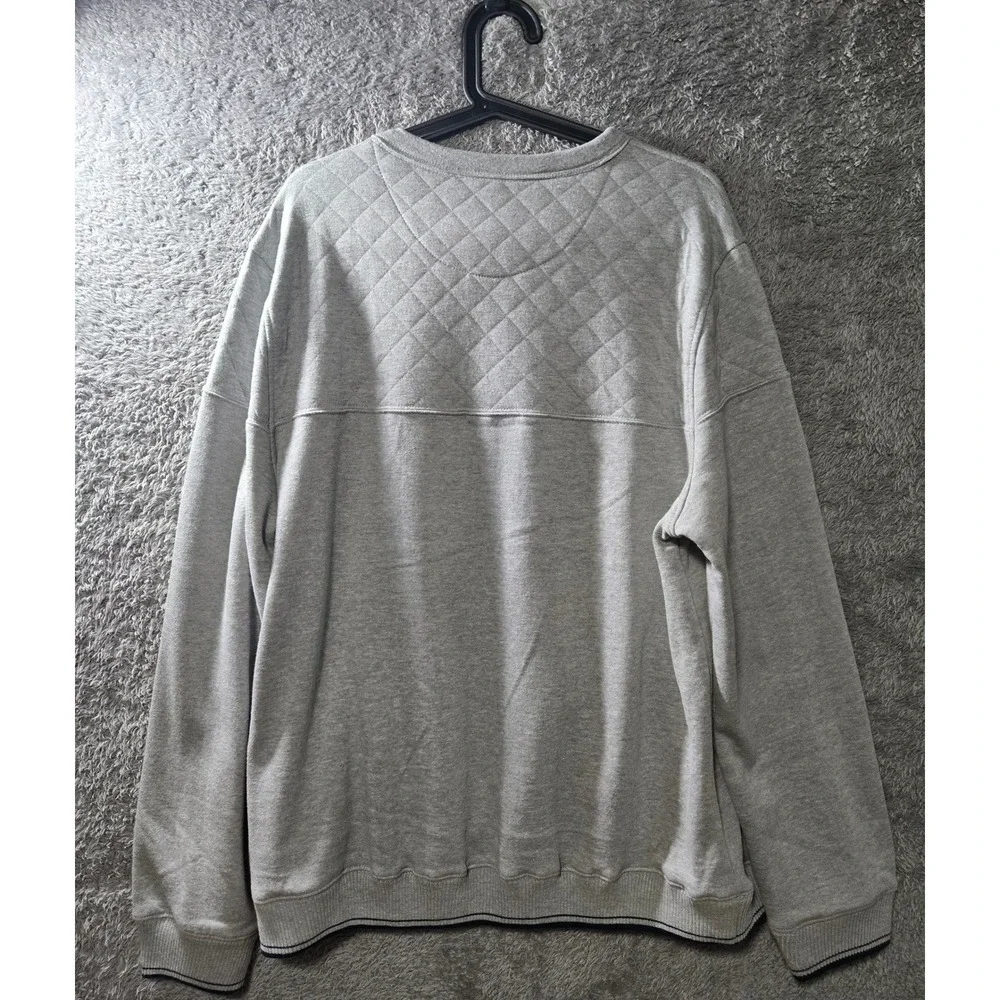 Ben Sherman Mens Quilted Yoke Sweatshirt Grey Heather Crew Neck Size L NEW